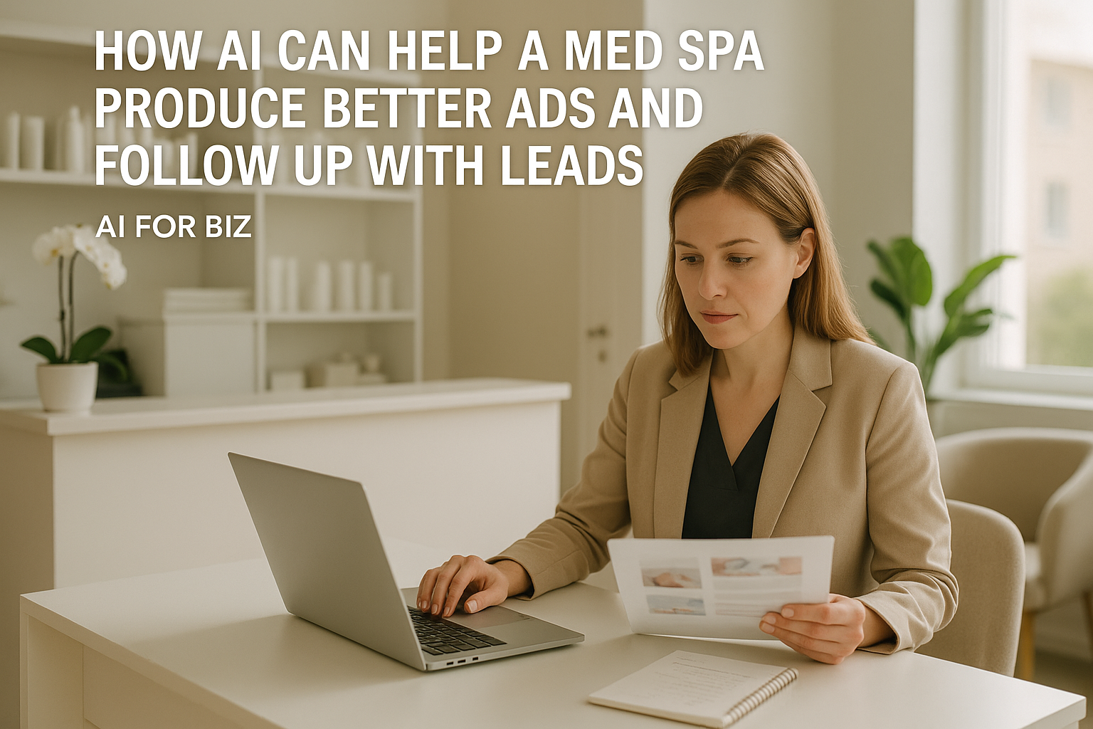 Small business workflow scene for How AI can help a med spa produce better ads and follow up with leads